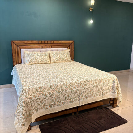 Elephant Garden Hand Block Printed 100% Cotton King Size Bedsheet