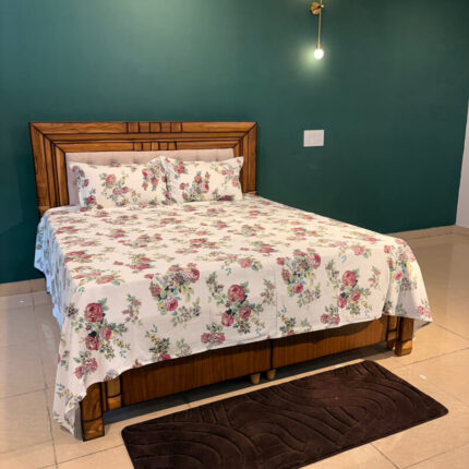 Vintage Rose Floral Anokhi Print Duck Fabric Pure Cotton King Size Bed Sheet