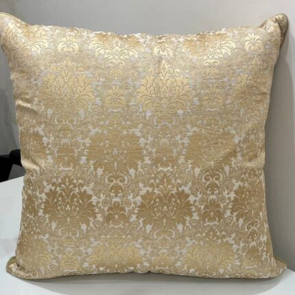 Royal Gold & Ivory Jacquard Cushion Cover with Classic Damask Design