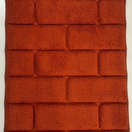 Brick Pattern Plush Floor Mat – Warm Tone • Easy Care