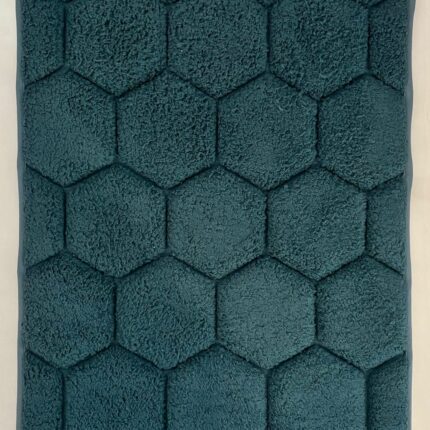 HexaSoft Teal Floor Mat – Plush Comfort with Modern Geometry