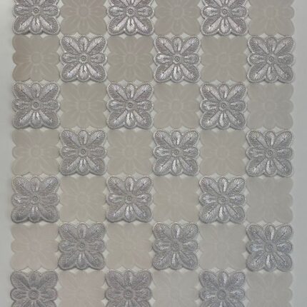 Royal Floral Embossed Luxury Dining Table Mat with Elegant Silver Detailing