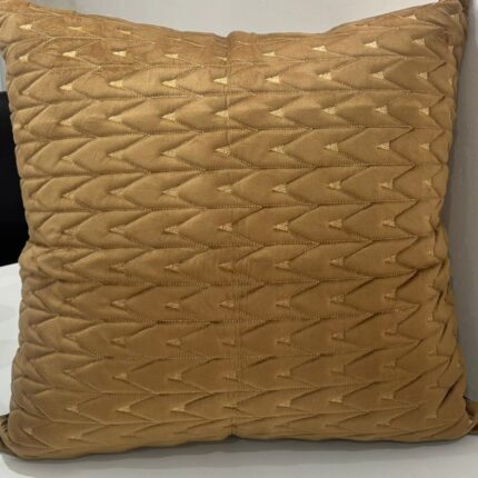 Luxury Camel Brown Velvet Cushion Cover with Subtle Chevron Quilting
