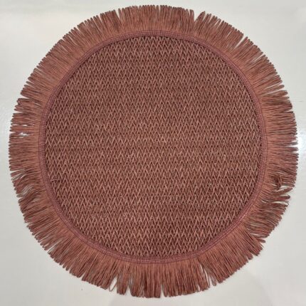 Terracotta Rose Woven Placemat with Bohemian Border