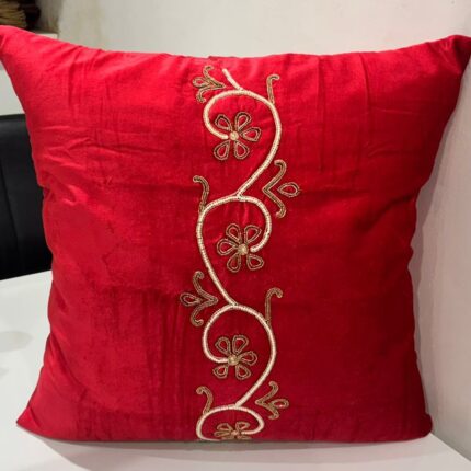 Royal Embroidered Velvet Cushion Cover – Festive Elegance