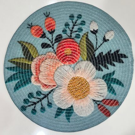 ARTISANAL EMBROIDERED BOTANICAL BRAIDED PLACEMAT