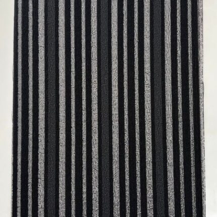Durable PVC mat with grey hoopla stripes, anti-skid, and easy to clean. Perfect for enhancing your front door entrance