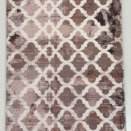 Elegant Geometric Printed Floor Mat – Brown & Beige