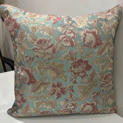 Vintage Floral Jacquard Cushion Cover – Soft Pastel Elegance