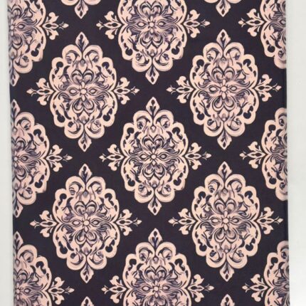Midnight Charcoal Floor Mat with Soft Blush Damask Grace