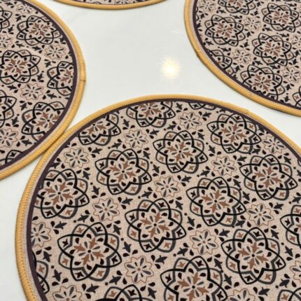 Classic Floral Pattern Round Fabric Table Mats – Soft, Durable & Reversible