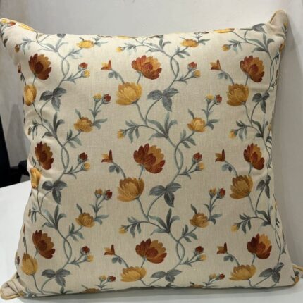Graceful Heritage Floral Cushion Cover – A Timeless Touch of Warm Elegance