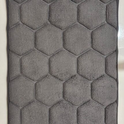 Elegant Grey Hexa-Texture Comfort Floor Mat | Easy-Care & Dust-Absorbing