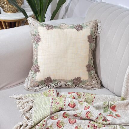 Timeless Floral Lace Cushion Cover – Easy Care Elegance