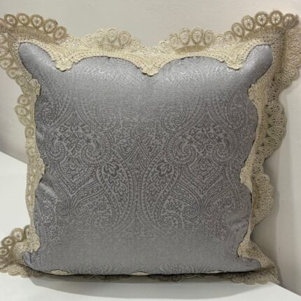 GRAND IMPERIAL JACQUARD CUSHION COVER WITH ROYAL LACE TRIM