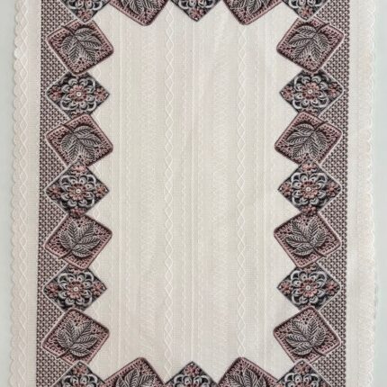 Elegant Embroidered Polyester Table Mat with Decorative Lace Border
