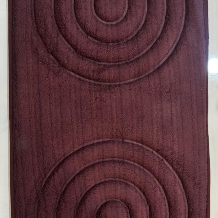 Plush arc-pattern floor mat in deep maroon | soft feel, stylish look & easy cleaning