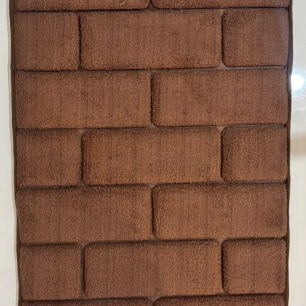 Brown Microfiber Plush Brick Design Floor Mat