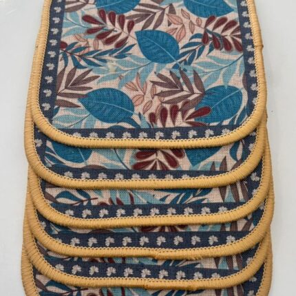 Designer Leaf Pattern Fabric Table Mat – Soft, Reversible & Easy Care