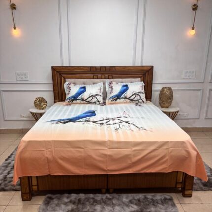 Azure Bluebird Ombré Premium Bedsheet Set with matching pillow covers