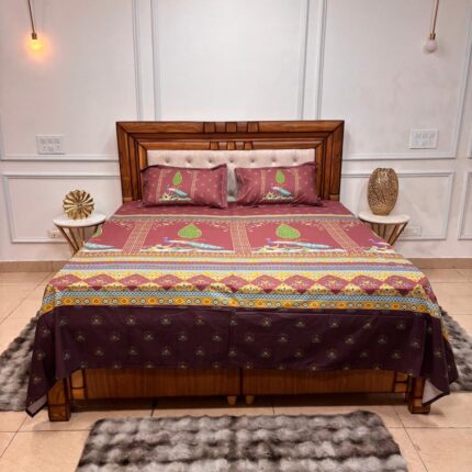 Royal Peacock Heritage Print Bedsheet with Matching Pillow Covers