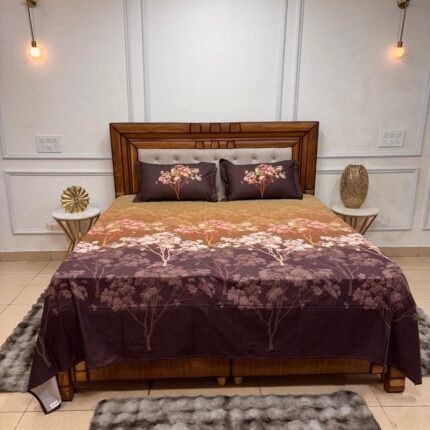 Twilight Orchard Ombré Premium Bedsheet Set with matching pillow cover