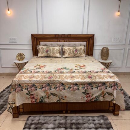 Vintage Garden Floral Print Bedsheet with Matching Pillow Covers