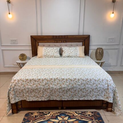 South Cotton Soft Floral Print Bedsheet Set in Cream & Pastel Tones