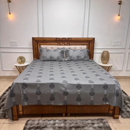 SILVER MIST ELEGANCE PRINT BEDSHEET WITH MATCHING PILLOW COVERS