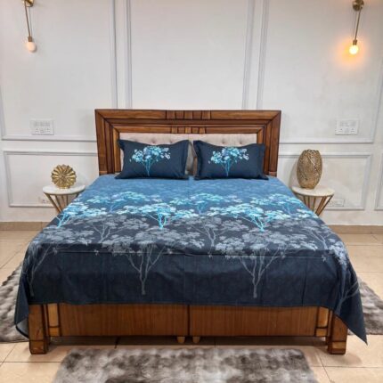 Midnight Forest Ombré Premium Bedsheet Set with matching pillow cover