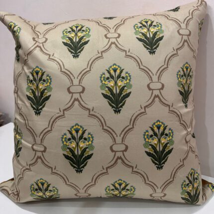 Imperial Sage & Teal Mughal Lattice Cushion Cover