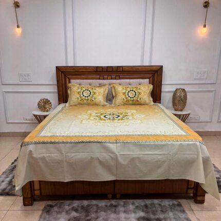 Golden Saffron Mandala Ombré Premium Bedsheet Set