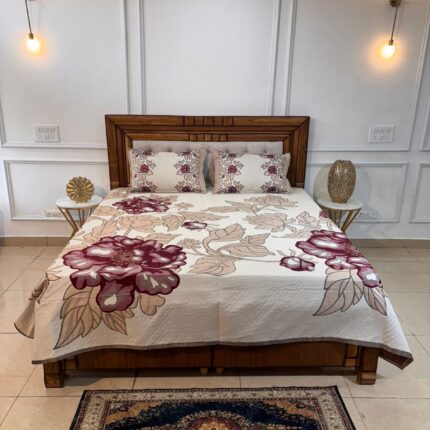 Royal Bloom Floral Bedcover with Matching Pillow Covers
