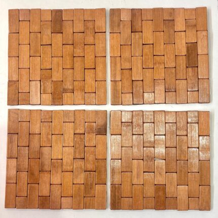 Classic Square Wooden Table Mat – Brick Pattern Design