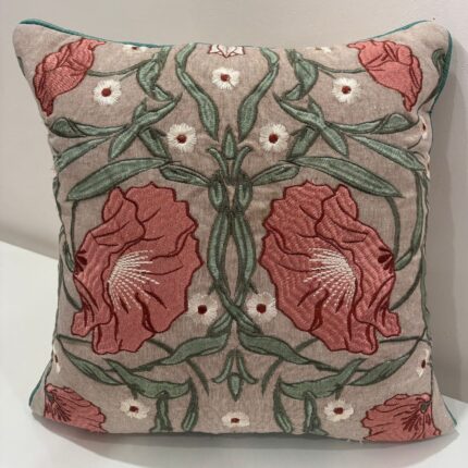 Elegant Rose Floral Embroidered Cushion Cover