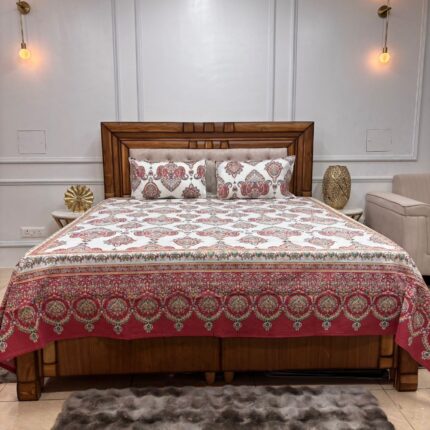 MAROON MAHAL PURE COTTON HERITAGE BEDSHEET