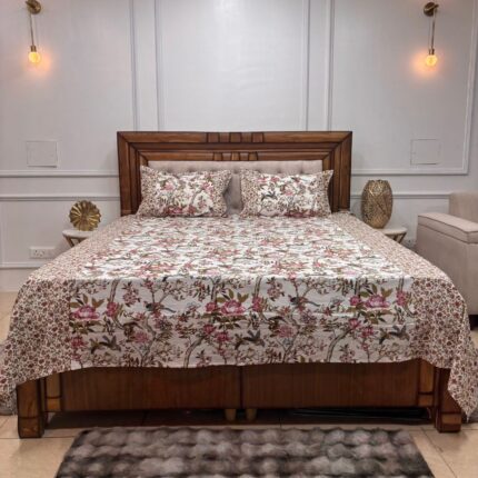Premium Ajrakh-Print King Size Cotton Bedsheet Set