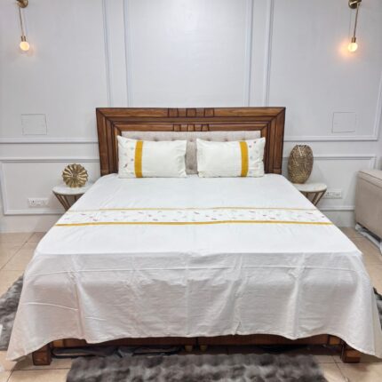 The Warm Choice: Autumnal Floral Cotton Sheet with Pintuck Pleats and Lace