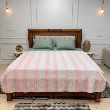 Soft Plush Blanket in Blush Pink Stripes 🌸✨