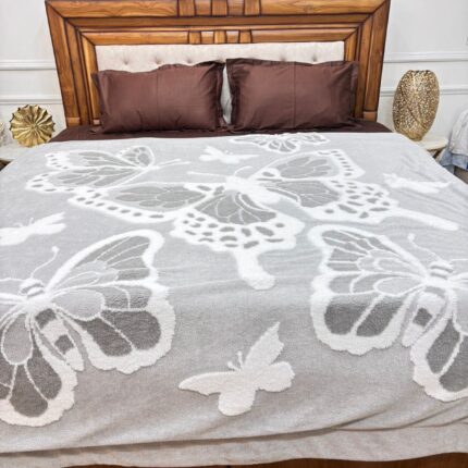 Ethereal Grey Butterfly Embossed AC Blanket