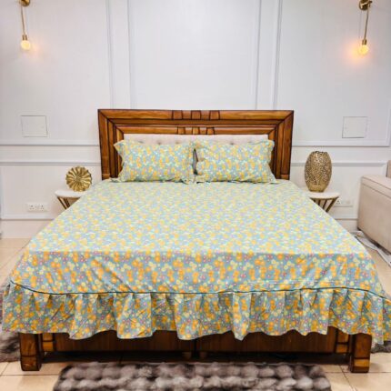 Fresh Blue Floral Frill Bedsheet 😍 Bright & Cheerful Bedroom Vibes