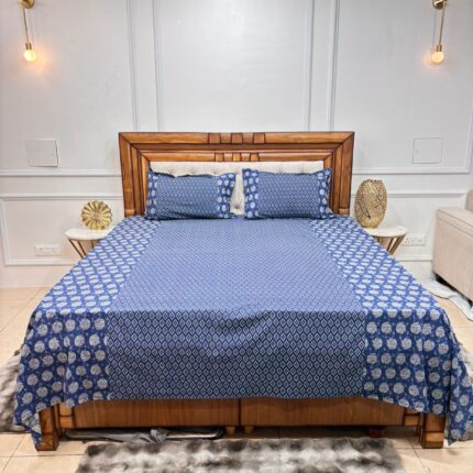 Royal Blue Printed Bedsheet with Classic Ethnic Patterns 💙✨