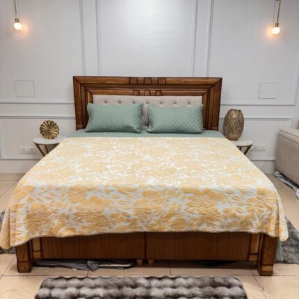 ✨ Golden Floral 3D Embossed AC Blanket – Sun-Kissed Luxury