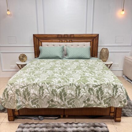 ✨ Nature-Inspired Luxury: Olive Oak Leaf Embossed AC Blanket