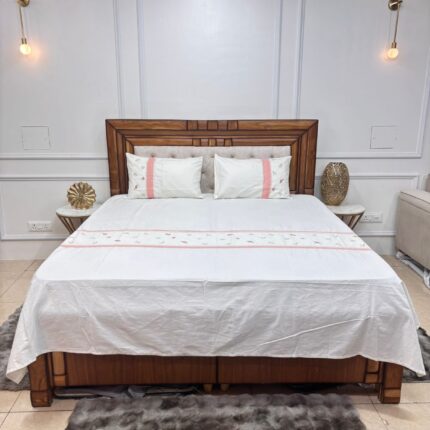 The Boutique Choice: Wildflower Meadow Embroidered Bedsheet with Pintuck & Lace Details