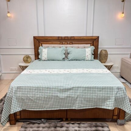 🌿 Soft Mint Checks Bedsheet – Calm, Chic & Comfortably Stylish 🌿