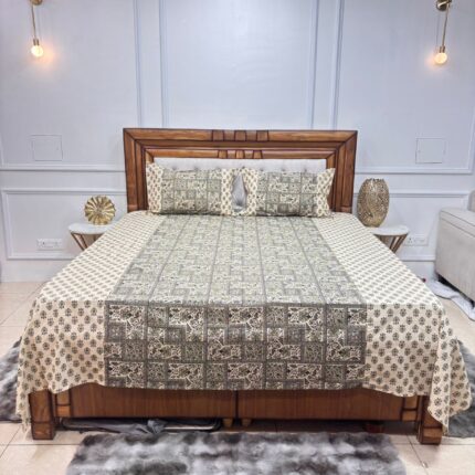 Elegant Printed Bedsheet with Minimal Ethnic Design 🤍✨