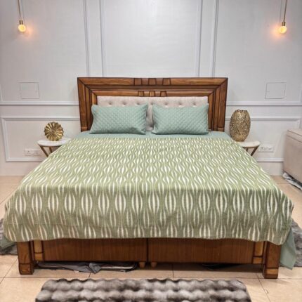 Dual-Side Ultra Soft AC Blanket with Green Wave Design 🌿✨