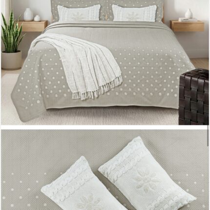 Sand Beige Quilted Bedcover Set – Minimal Style, Everyday Comfort