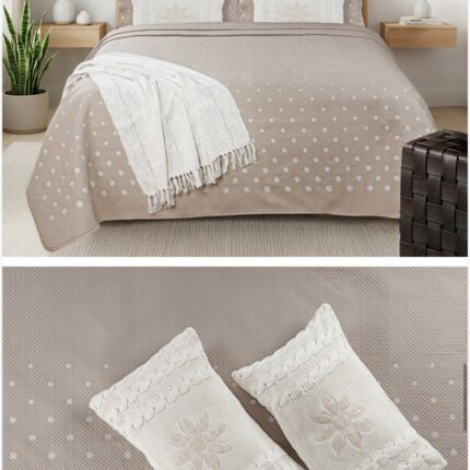 Blush Dots Quilted Bedcover Set – Minimal Elegance, Ultimate Comfort
